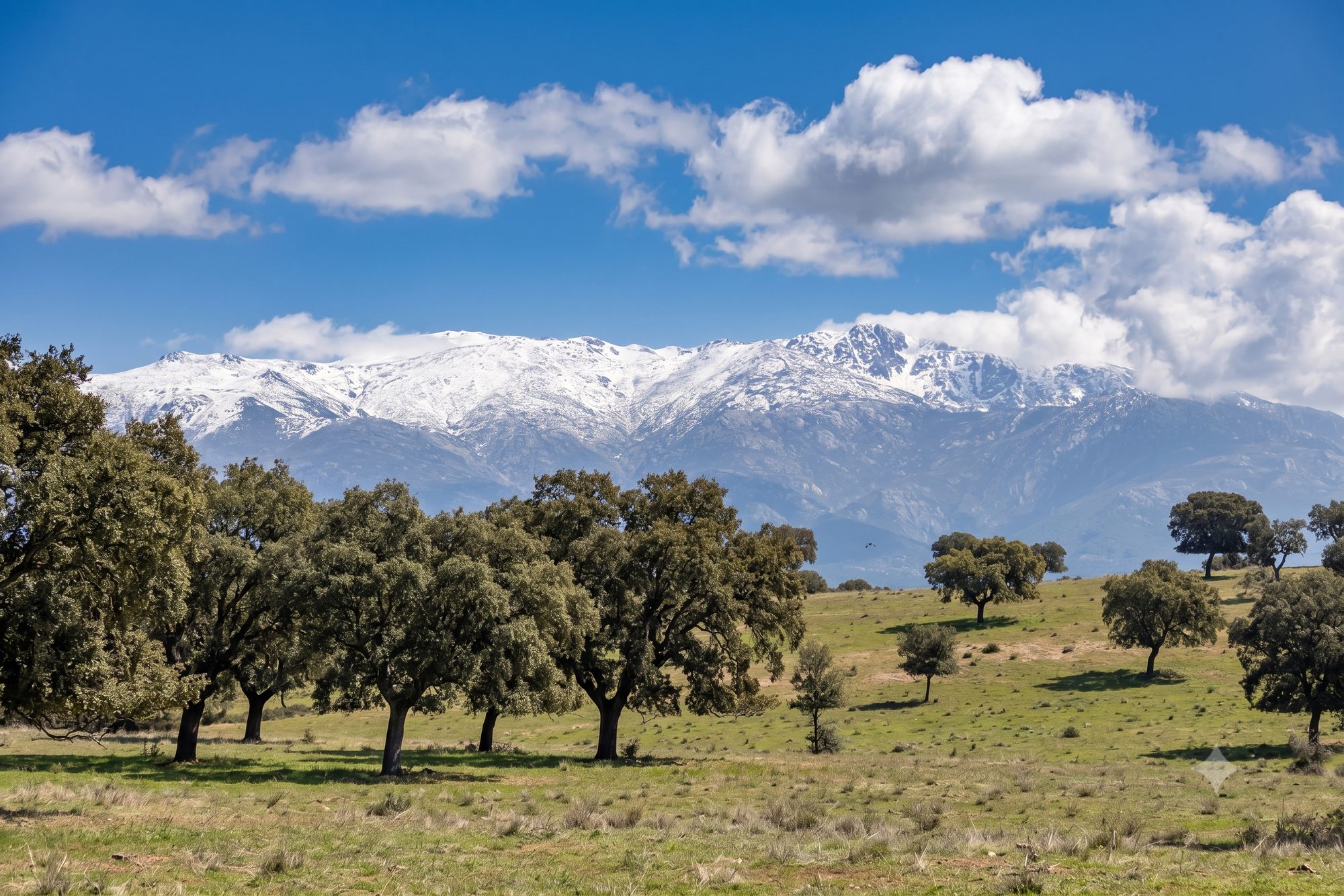 Sierra de Gredos nevada sobre el valle de La Vera